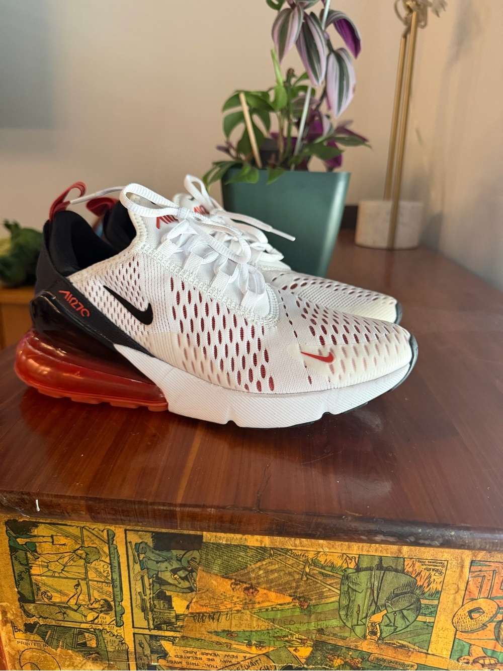 Nike White Sneakers with Red Accents